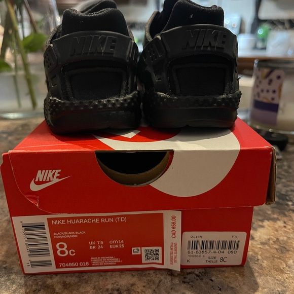 Nike Huarache run black kids 8c - Picture 3 of 3